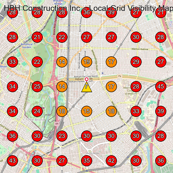 HBH Construction Inc GeoGrid visibility map for General Contractor in Bronx